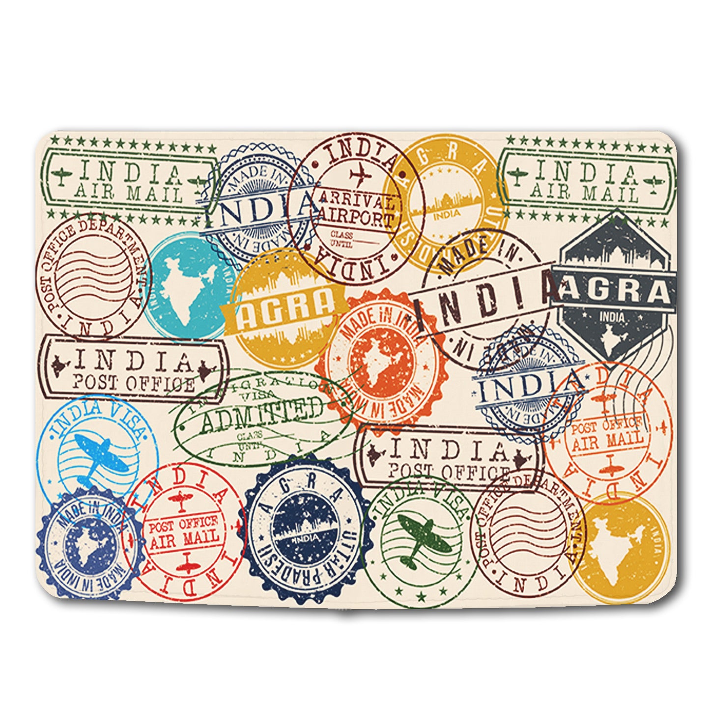 Vegan Leather Indian Stamp Canvas Passport Cover Holder
