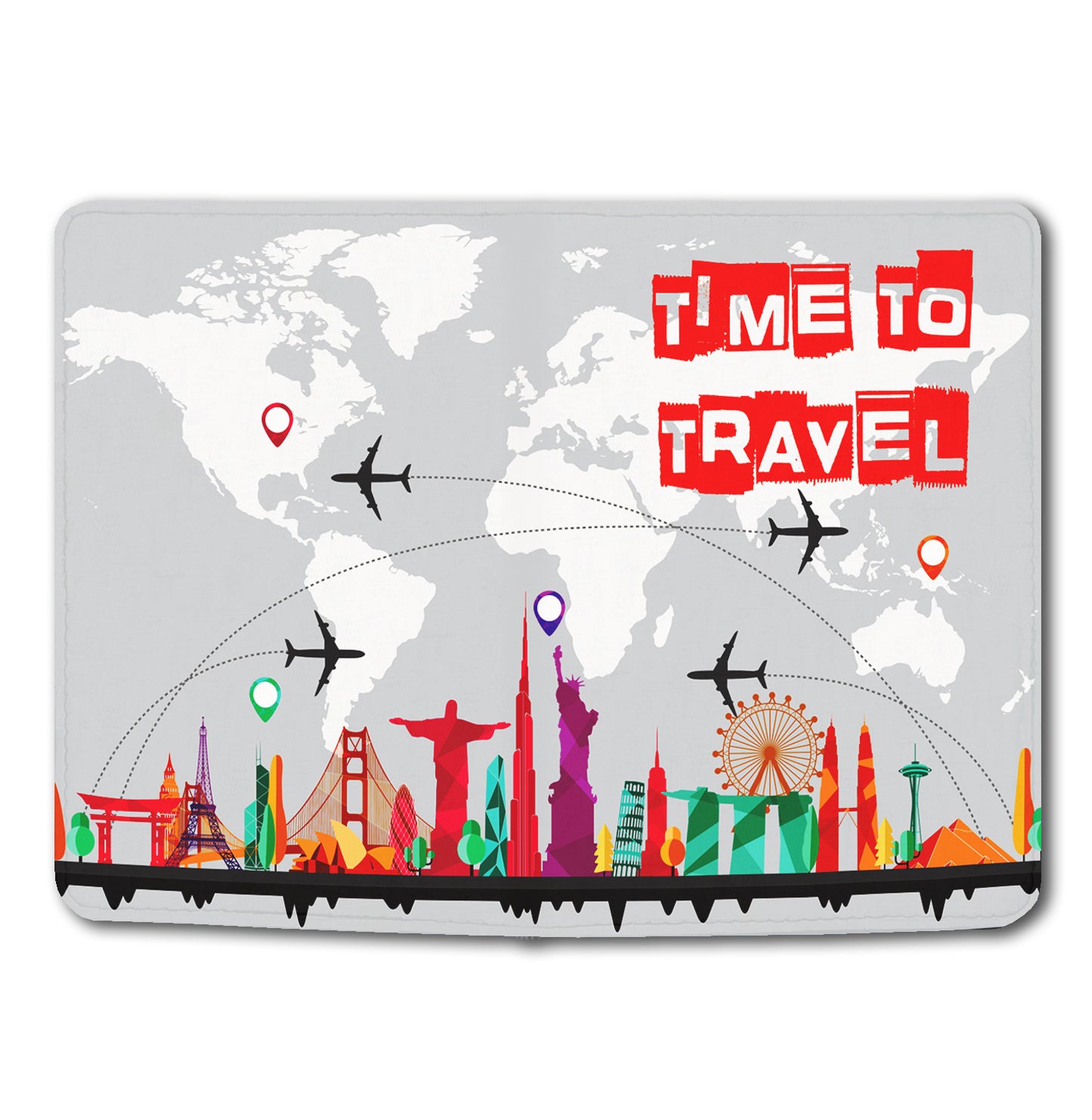 Vegan Leather Time to Travel canvas Passport Cover/Holder