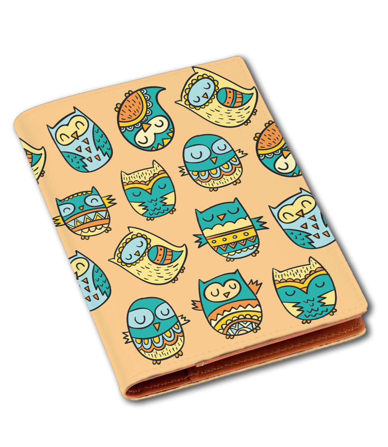 Vegan Leather Owl Art Canvas Passport Cover/Holder